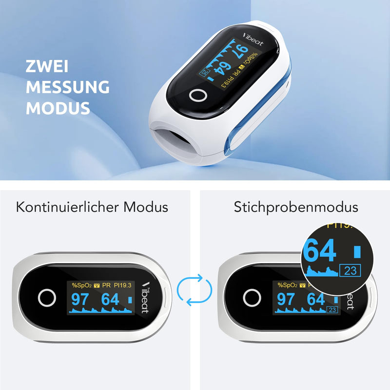 [Australia] - Vibeat Bluetooth pulse oximeter with 12 offline data, rechargeable oxygen saturation meter finger, continuous monitoring pulse oximeter finger oximeter, convenient heart rate monitor with APP 