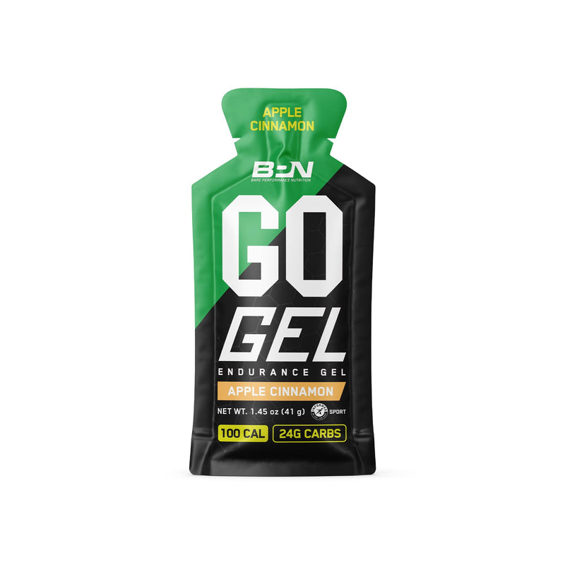 [Australia] - BARE PERFORMANCE NUTRITION, BPN Go Gel Endurance Gel, Vegan + Gluten Free Running Gel with 24g of Carbohydrates & 100 Calories per Gel Pack, 10 Single-Serving Gel Packs, Apple Cinnamon 