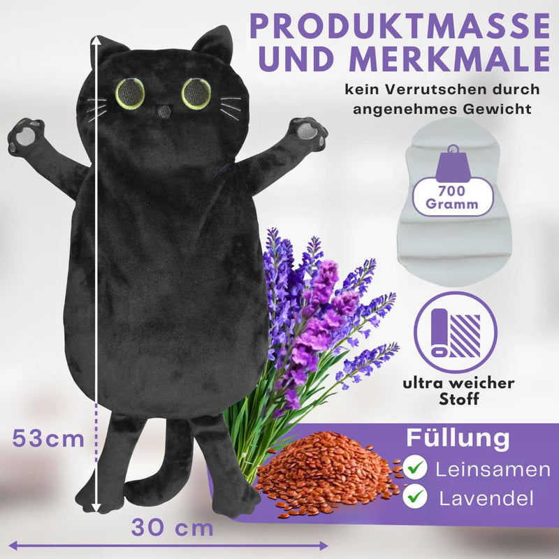 [Australia] - Heatbelle Empower® Grain Pillow, Cozy Heat Pillow, Microwave Safe, Washable Cover, Animal Cat Ideal for Tension and Cramps Gifts for Women, Girls and Children 