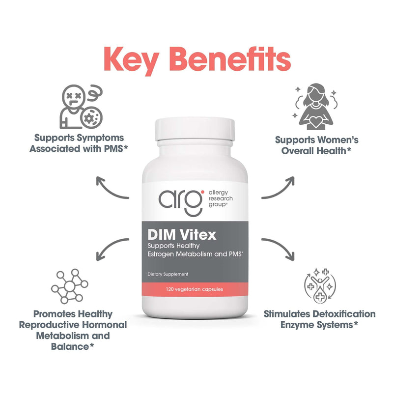 Allergy Research Group DIM Vitex - Supports Estrogen Metabolism - DIM with NAC and Vitamin B & Magnesium - 60 Servings - 120 Capsules