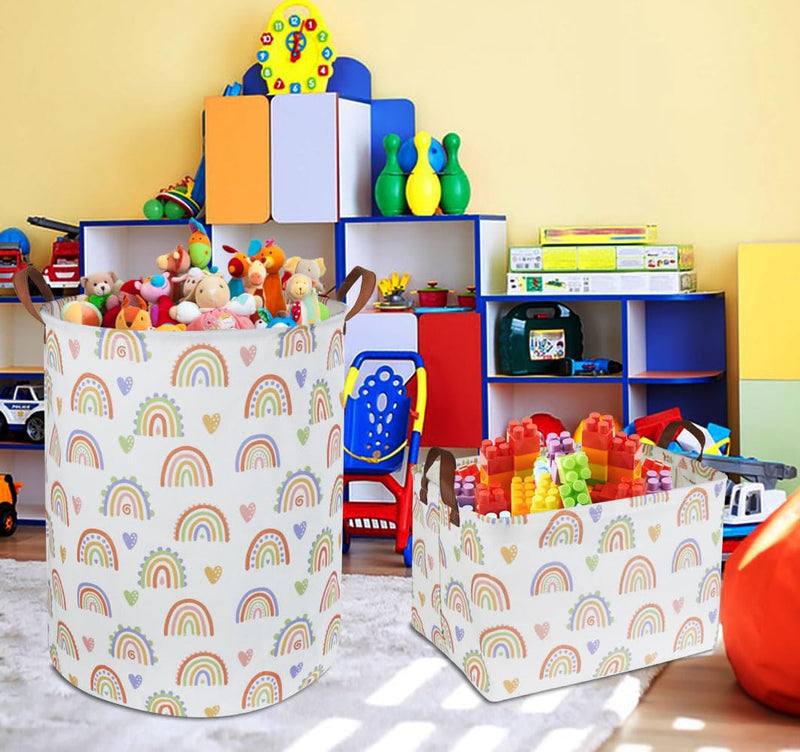 [Australia] - 19.7’’ Waterproof Foldable Laundry Basket,Baby Girls Nursery Hamper,Dirty Clothes Hamper for Boys and Girls,Kids Toys/Books Bins, Gift Baskets, Room Decor(Rainbow) 1 Rainbow 