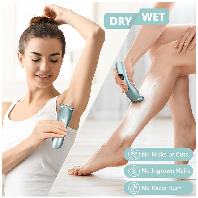 [Australia] - LOPHE Electric Shaver for Women, Wireless Wet and Dry Shaver, Painless Intimate Razor Suitable for Armpits, Bikini Area, Legs (Blue) 