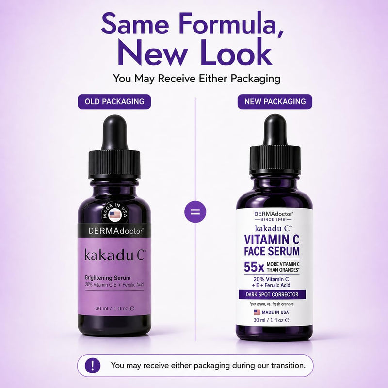 DERMAdoctor Kakadu C 20% Vitamin C Serum for Face, Ferulic Acid, 1 fl oz | Tocopherol + plum antioxidants • Anti aging • Brightens the look of discoloration • Hydrating • Dermatologist formulated Vitamin C - Brightening