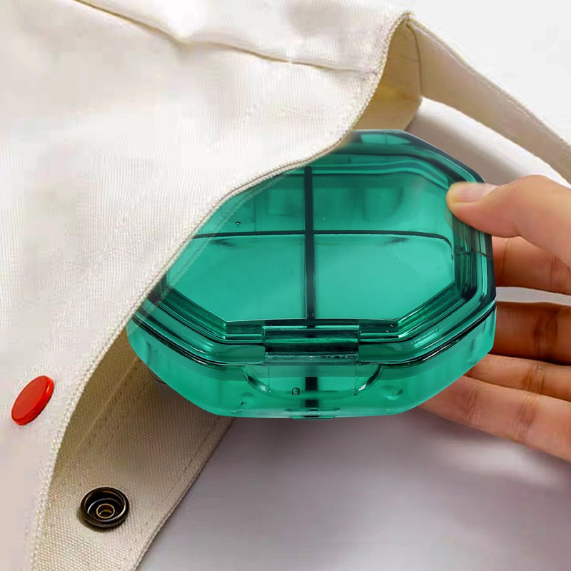 iplusmile Compact Medicine Case 4 Compartment Pill Organizer Portable Travel Medicine Organizer for Daily Use Vitamins Supplements Transparent Lid Storage Box 2.44 X 2.44 X 0.98 in 6.2X6.2X2.5CM