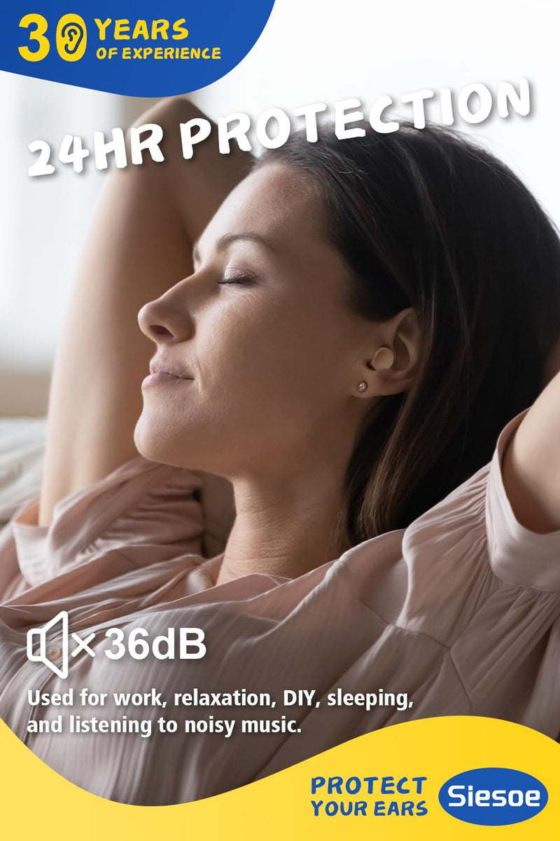 [Australia] - Siesoe 2025 Earplugs for Sleeping Foam, 5 Pairs, Streamlined Arc Design, 36dB Highest NRR, Comfortable Earplugs for Snoring, Travel, Concerts, Study, Work 