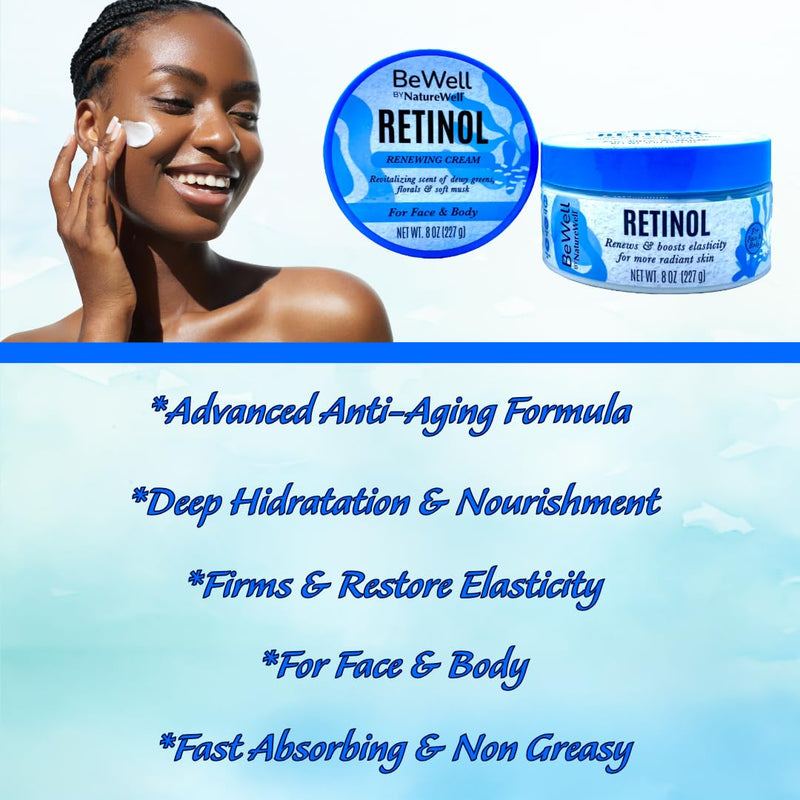 Retinol Renewing Cream for Face & Body 8oz – Advanced Anti-Aging Formula to Hydrate, Firm & Restore Skin Elasticity.