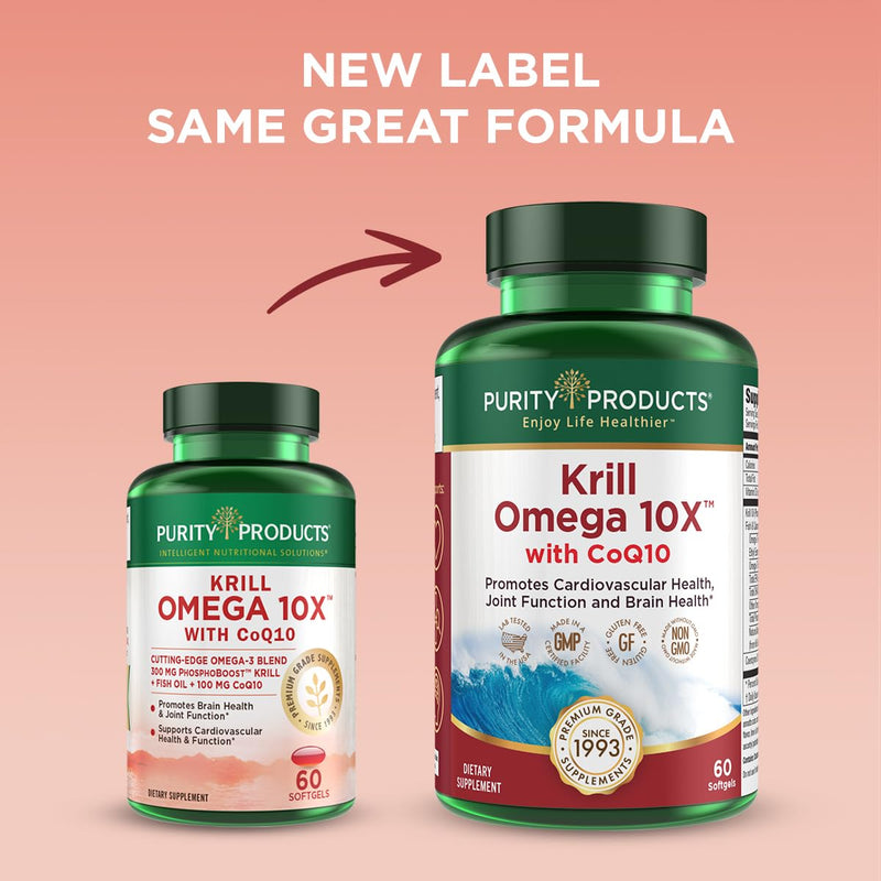 [Australia] - Krill Omega 10X more EPA & DHA with CoQ10 Super Formula from Purity Products. 60 SOFT GELS 