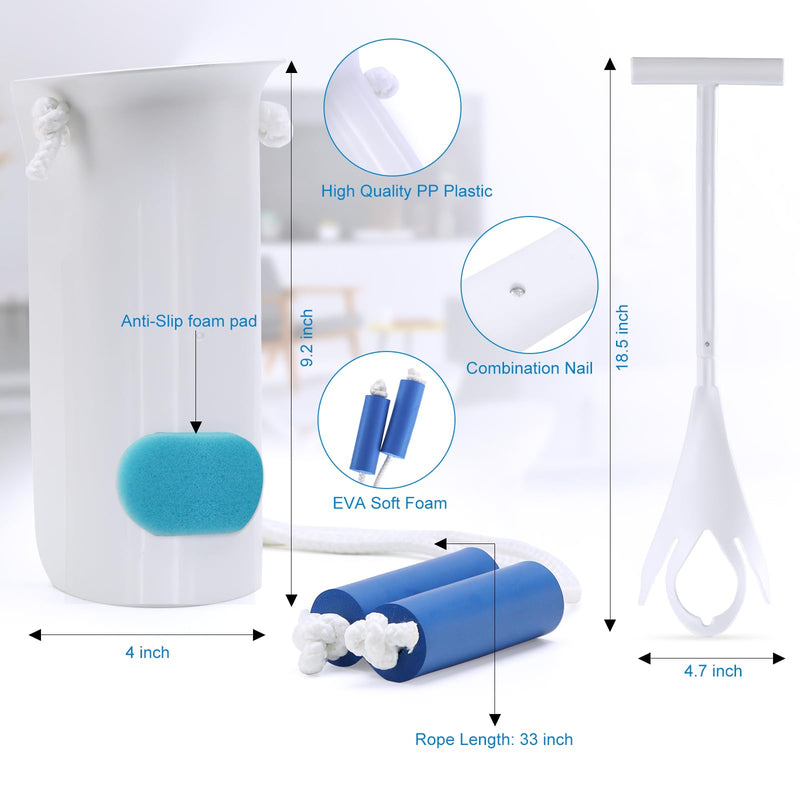 [Australia] - Jellas Sock Aid Kit, Flexible Sock Aid Device with Long Rope - Sock Puller aid Easy on and Off Device for Putting On and Removing Socks or Stockings, Sock Helper for Independence and Comfort (White) 9.2 Inch White 
