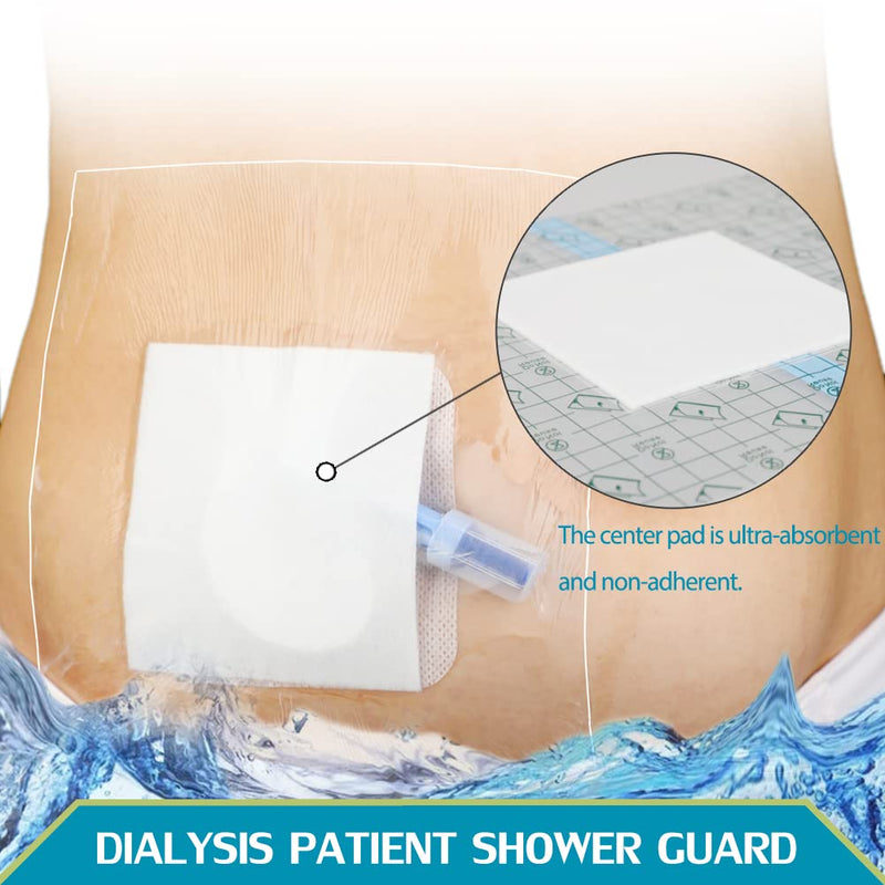 [Australia] - Waterproof Dialysis Catheter Shower Cover 10x12 Inch Protector with Non-Stick Center Pad PICC Line Bandage Patch Dressing Wounds Chest Port PD Peritoneal Accessories (Pack of 14) 10x12 Inch (Pack of 14) 