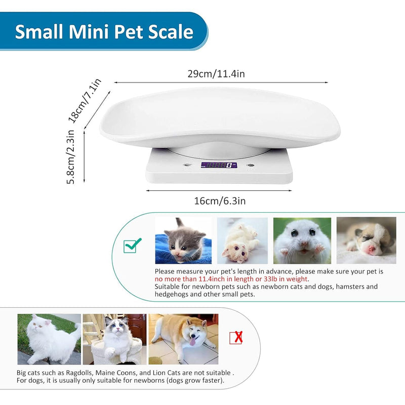 [Australia] - Digital Small Animals Scales for Weighing with Tape Measure, Puppy Whelping Scale Weigh Your Kitten, Rabbit with High Precision, Multifunction Electronic Baby Scales for Small Dogs Pet Scale&Tape 