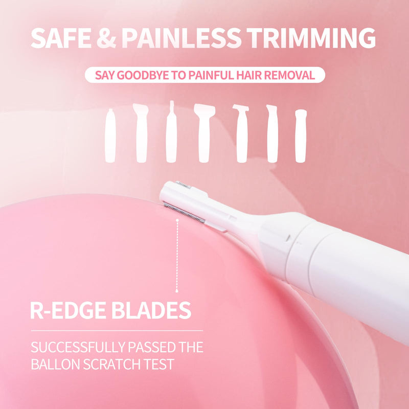 7-in-1 Electric Razor for Women - Painless Facial Hair Removal & Bikini Trimmer, Nose Eyebrow Pubic Hair Shaver with Replaceable Razors, Waterproof Women's Grooming Kit & Electric Shaver White 7 in 1