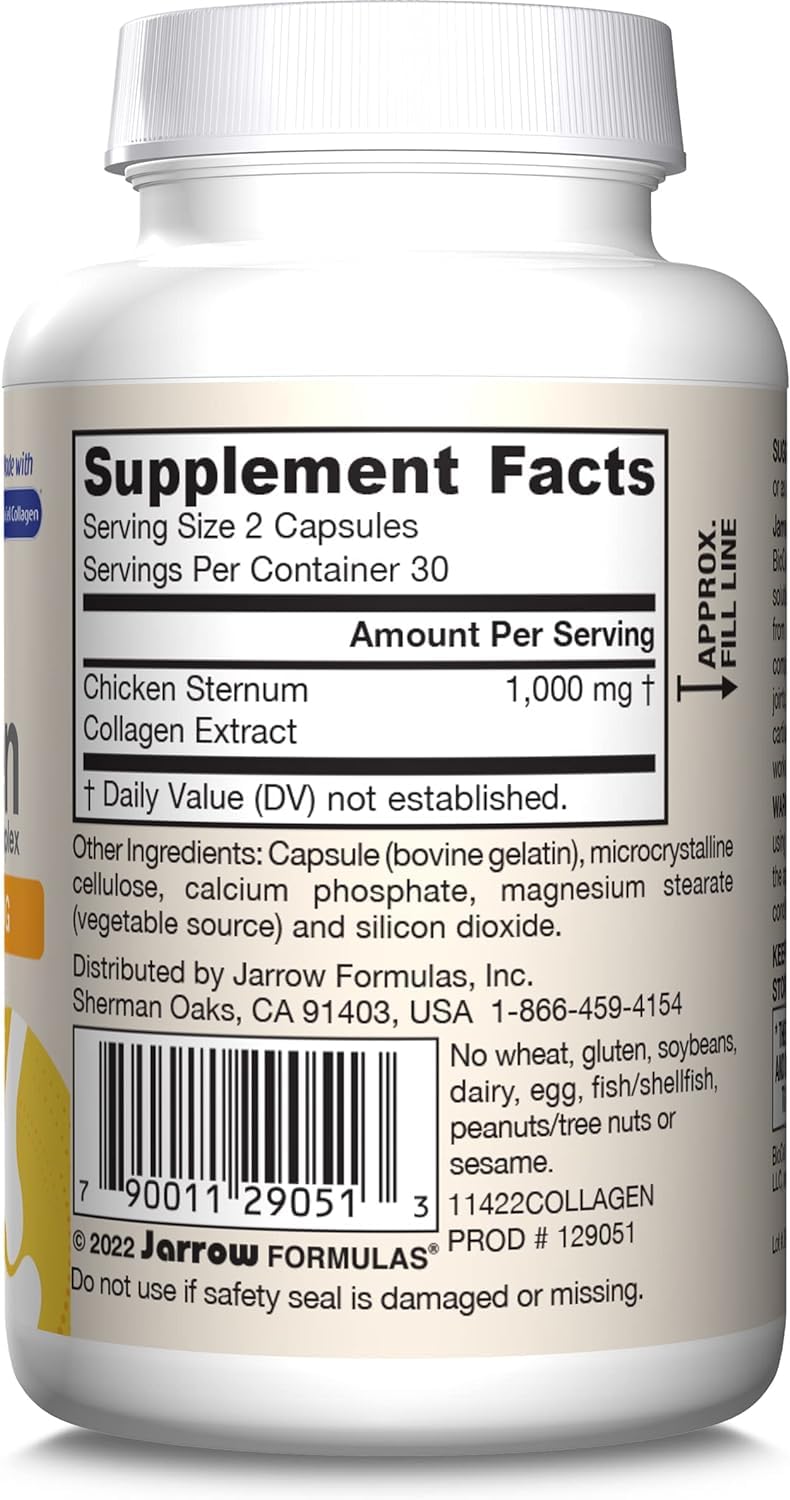 Type II Collagen Complex 1000 mg Supplements, Supports Skin and Joint Health, 60 Capsules, 30 Day Supply