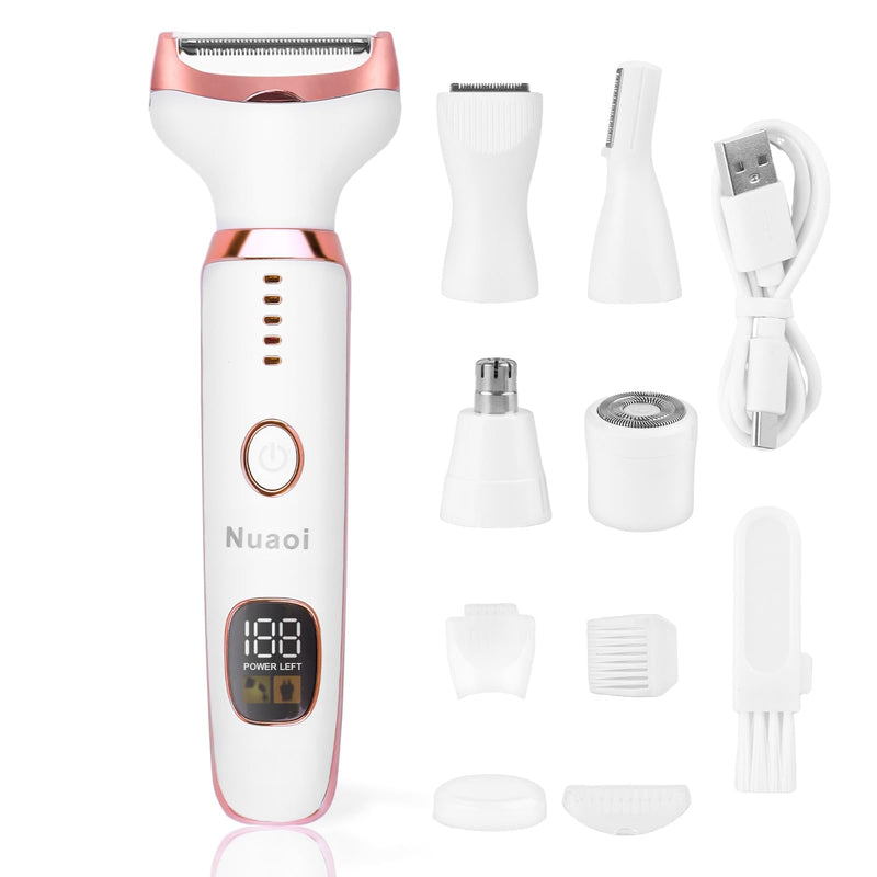 [Australia] - Electric Shaver Razors for Women - 5 in 1 Bikini Trimmer for Women Body Hair Trimmer Facial Hair Removal Cordless Rechargeable Body Shaver for Face Chin Arms Underarm Legs Arms Eyebrow Gold 