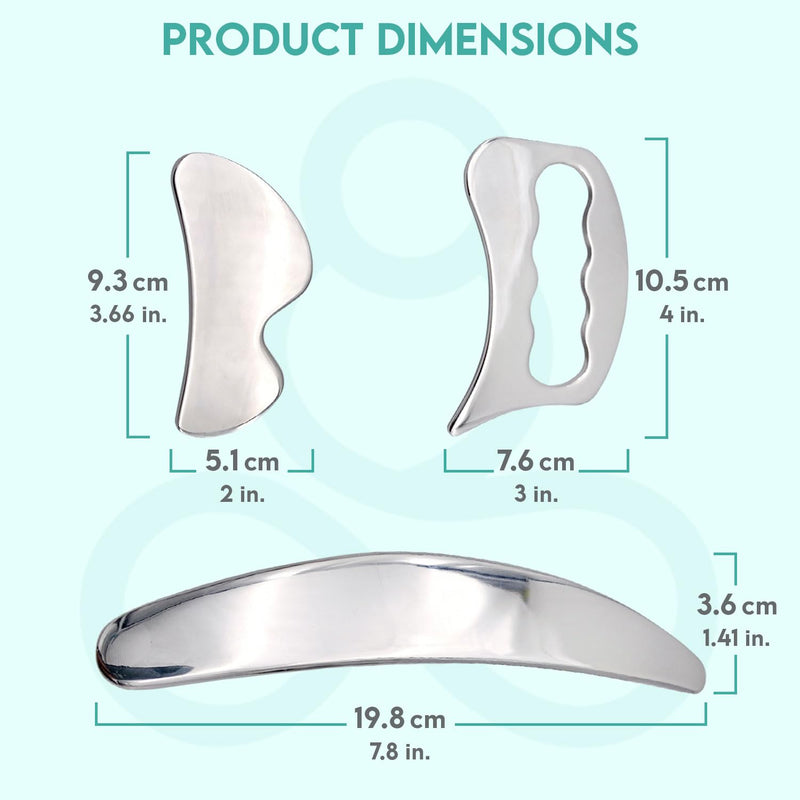 [Australia] - COZLOW 3-in-1 Muscle Scraper Tool Set - Skin Scraping Massage Tools for IASTM Therapy - Deep Tissue Gua Sha for Soft Tissue Mobilization, Fascia & Myofascial Release - Stainless Steel Metal Blades Style A (3in1) 