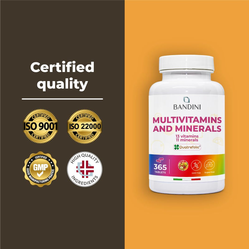 Bandini® Multivitamin | 365 High Strength Tablets (1 Year Supply) | Complex of 24 Vitamins and Minerals | Support Energy Metabolism and Immune Function | for Men and Women