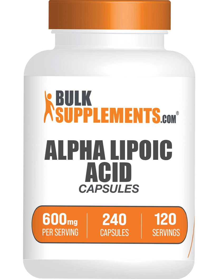 BulkSupplements.com Alpha Lipoic Acid Capsules - ALA Supplement, Alpha Lipoic Acid 600mg - ALA Capsules, Gluten Free - 2 Capsules per Serving, 240 Capsules (Pack of 1)