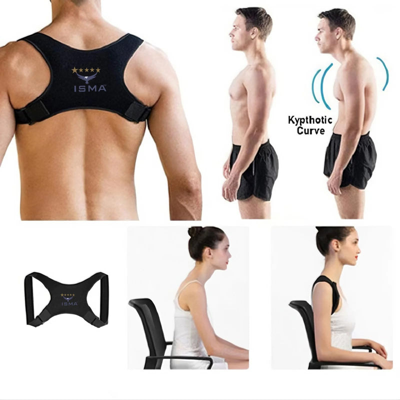 ISMA Posture Corrector Adjustable Back Brace Spine Support Shoulder Pain Relief Upper Back Alignment Comfort Men Women Therapy Brace