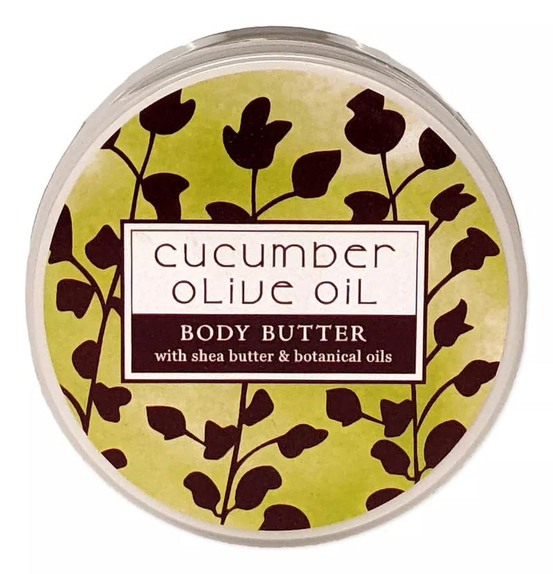 Greenwich Bay Trading Co. Scented Botanic Body Butter - Luxurious Hydration with Shea & Cocoa Butter, Enriched with Vitamin E - 8 Ounce Tub (Cucumber Olive Oil)