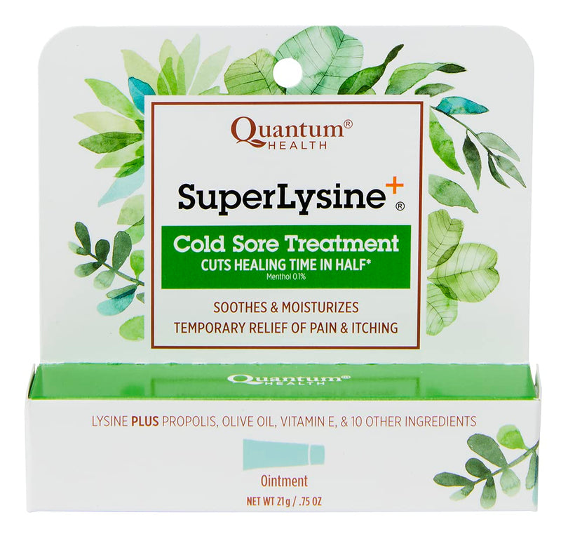 Quantum SuperLysine+ Cold Sore Treatment Ointment|Relieves Pain, Burning, and Itching|Cuts Healing Time in Half|0.75 Ounce 16x20