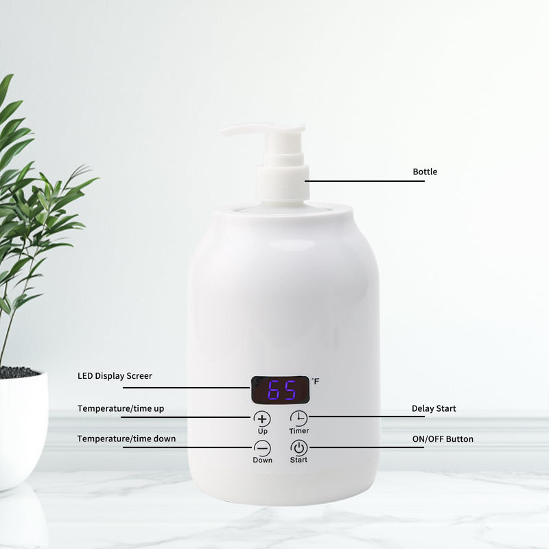 [Australia] - Massage Oil Warmer with Two Oil Bottles, Electric Massage Cream Lotion Heater Bottle Dispenser Pump Funnel with Adjustable Heating Temperature and Timer for Home Salon Barber Shops White 