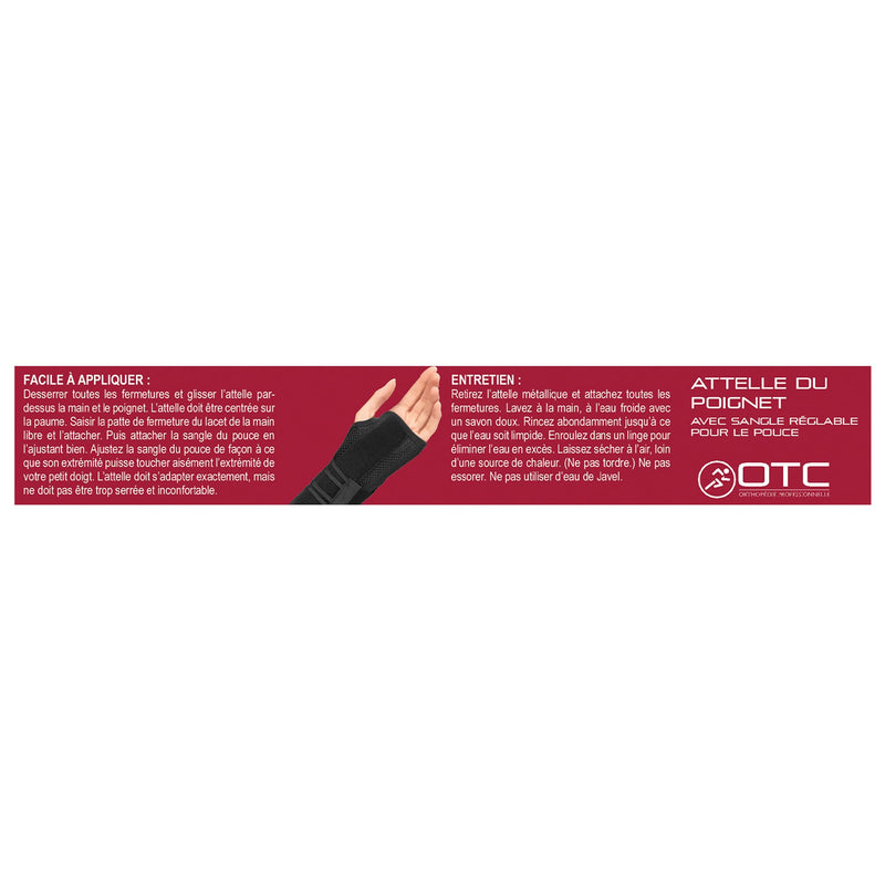 [Australia] - OTC Wrist Brace, Adjustable Thumb Strap Support for Hand Pain Relief, Black (Left Hand), Medium 
