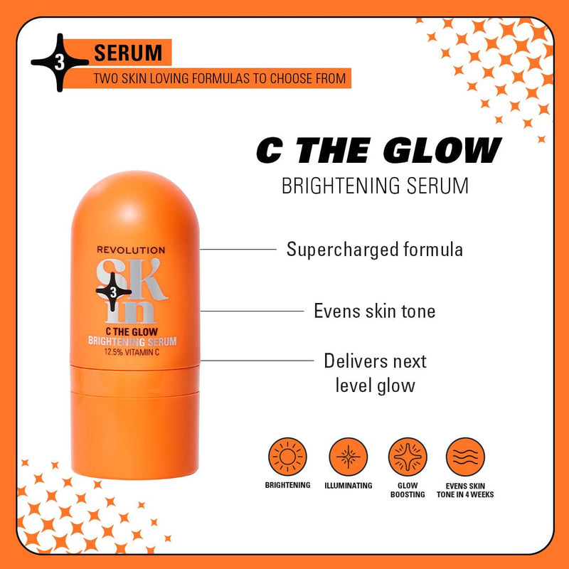 Revolution Skin, C The Glow 12.5% Vitamin C Brightening Face Serum, Moisturizing & Hydrating with Vitamin C, Vegan & Cruelty-Free, 1.01 fl oz