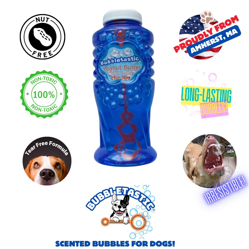 Bubbletastic Peanut Butter Scented Dog Bubbles 8 Ounce Bottle, Non Toxic, Tear Free - PawsPlanet Australia