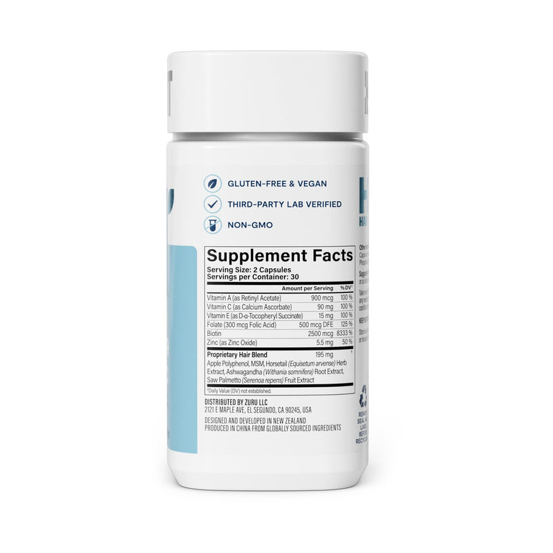 Habit Hair Growth Supplement, Supports Hair Health, Strength & Growth, Biotin, Vitamins A, C & E, 60 Capsules Unflavored 60 Count (Pack of 1)