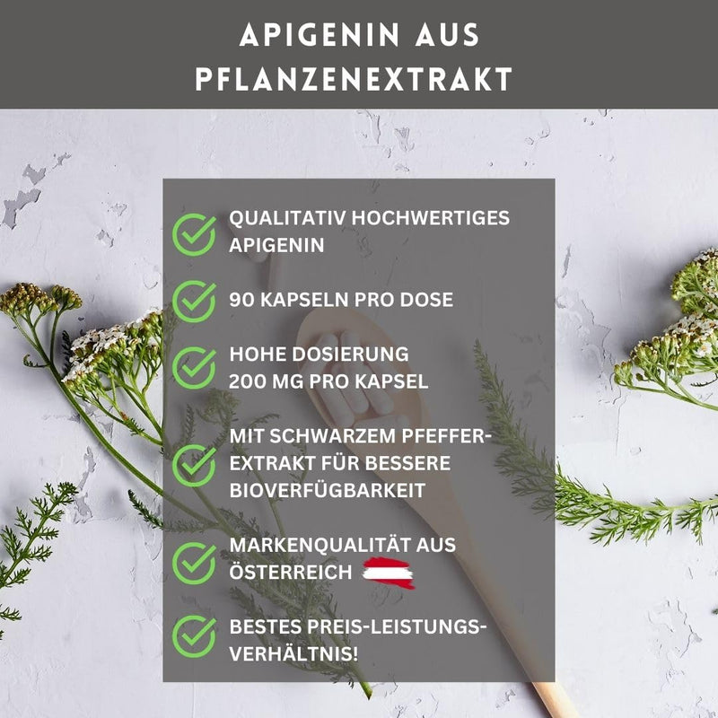 [Australia] - Apigenin 200 mg per capsule | 98% purity | with black pepper extract | best bioavailability and tolerability | 90 capsules 