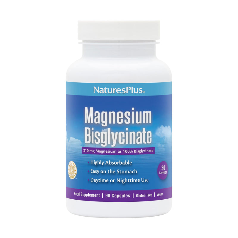 NaturesPlus Magnesium Glycinate Capsules for Stress Support, Rest and Relaxation - Vegan, Gluten Free - 90 Capsules 90 count (Pack of 1)