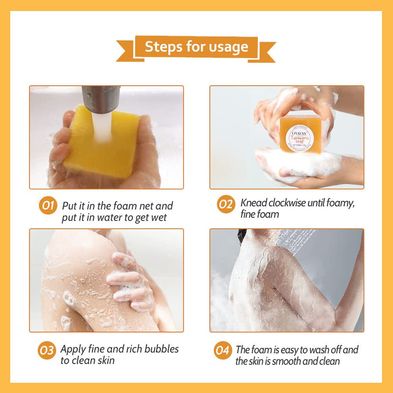 [Australia] - LIYALAN Turmeric Soap Bar for Face & Body-Tumeric Soap,Smooth Skin,Deep Cleansing, Natural Handmade Soap Sensitive Skin Formula, Vegan Soap 3.88 Ounce (Pack of 1) 