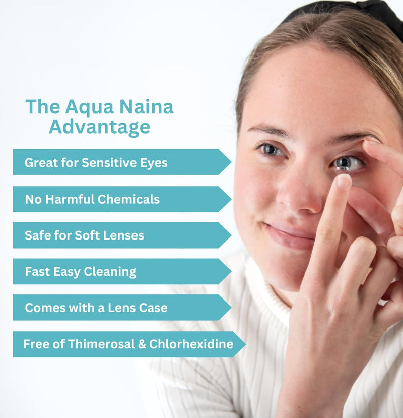 [Australia] - Aqua Naina 12 Fl Oz (Pack of 2) | Contact Lens Solution | Cleaning and Disinfecting Multi-Purpose Contact Solution | Convenient Everyday Lens Hygiene and Eye Care 