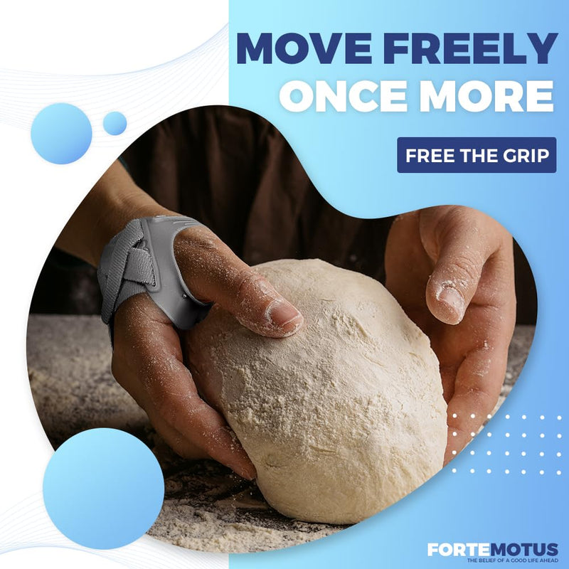 FORTEMOTUS CMC Thumb Brace - CMC Joint Support Stabilizer: for Thumb Joint Pain, Tendonitis, Osteoarthritis, Instability, Lightweight & Adjustable Thumb Support Brace for Men Women Beige, Left Hand Grey - Left Hand Small