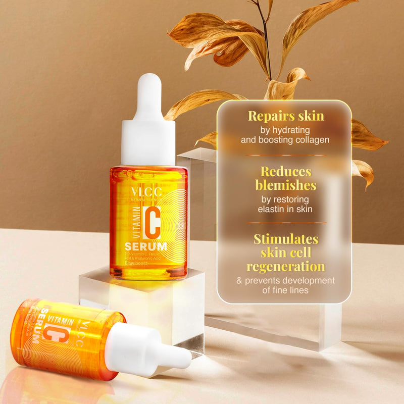 VLCC Vitamin C Serum - 30ml | With Ferulic Acid, Hyaluronic Acid, and 15% Vitamin C