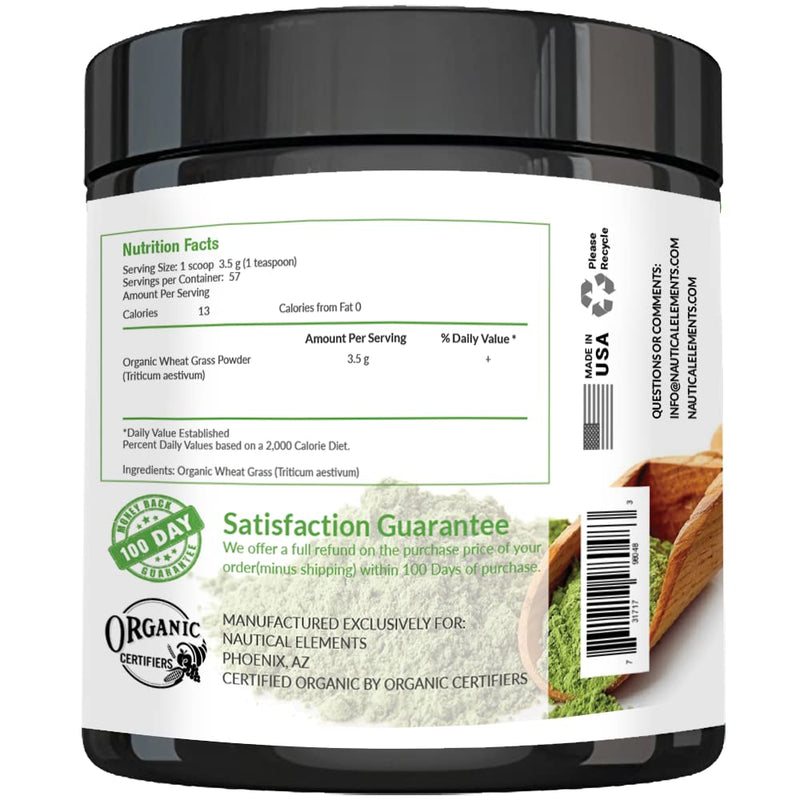 Wheatgrass Powder - USDA Organic Wheat Grass Powder, Grown In The USA, 200g | Wheat Grass Rich In Essential Amino Acids, Chlorophyll, Antioxidants, Fatty Acids, Minerals & Vitamins, Vegan 57 Servings 7 Ounce (Pack of 1)