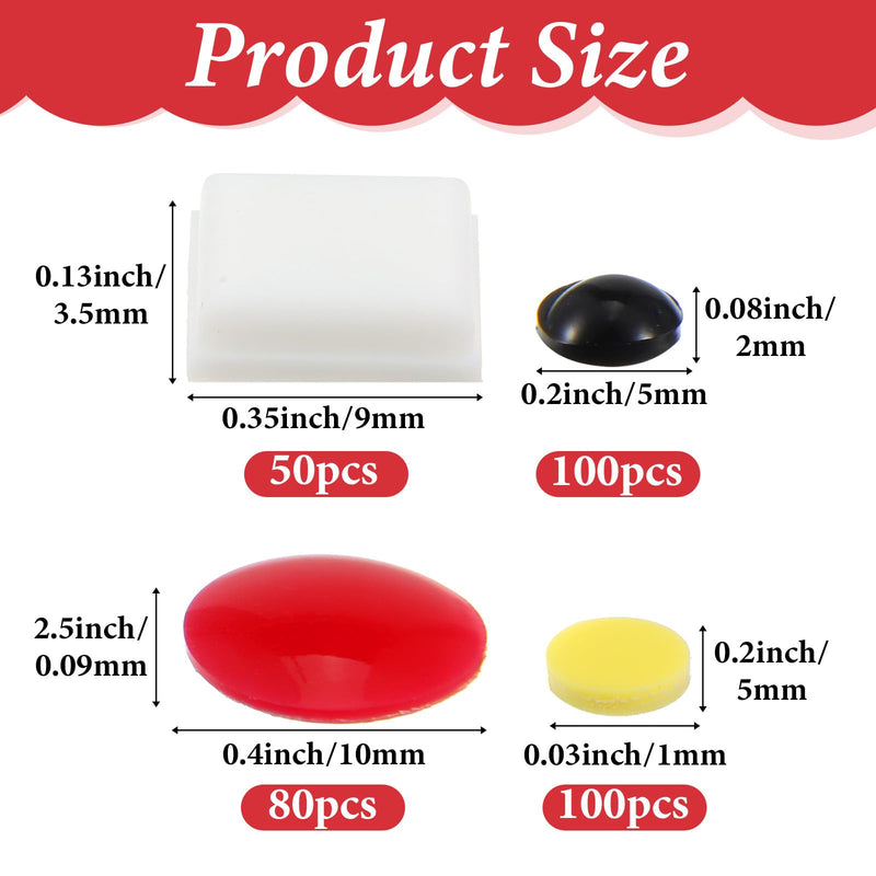 330pcs Bump Dots for Visually Impaired, Low Vision Aids Braille Stickers Silicone Braille Label for Blind & Elderly (Black, Red, White, Yellow)