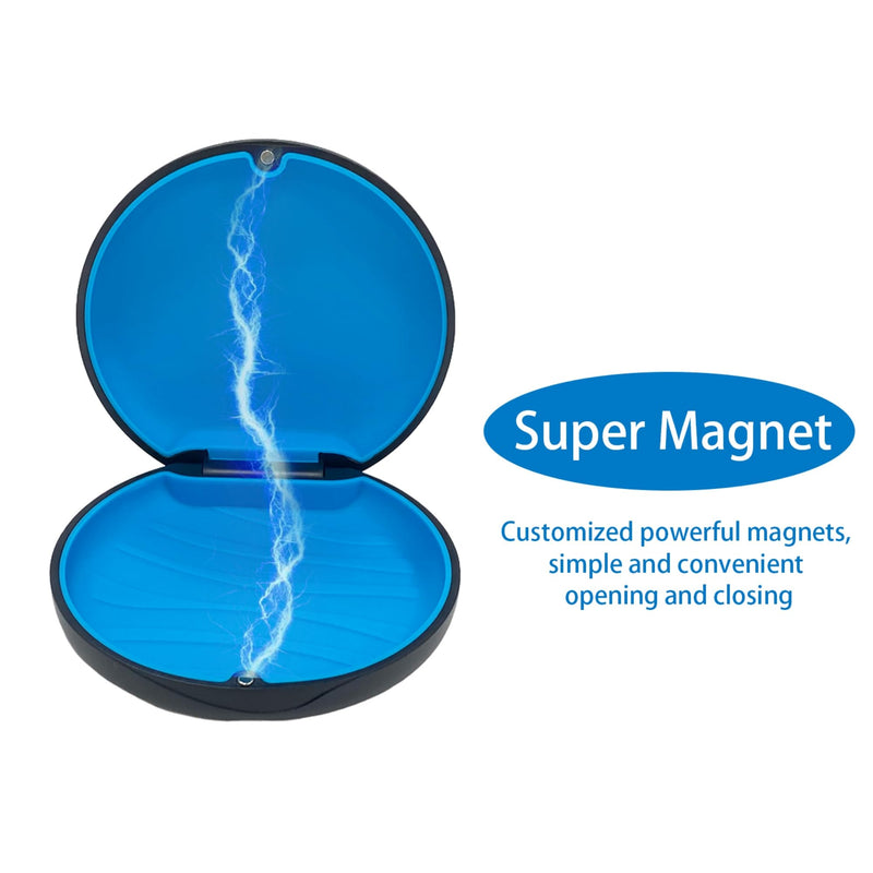 [Australia] - Retainer Case,Cute Slim Aligner Case Compatible with Invisalign,Customized Magnetic Closure Orthodontic Retainer Case (2 Pack Black + Blue Silicone) 2 Pack Black + Blue Silicone 