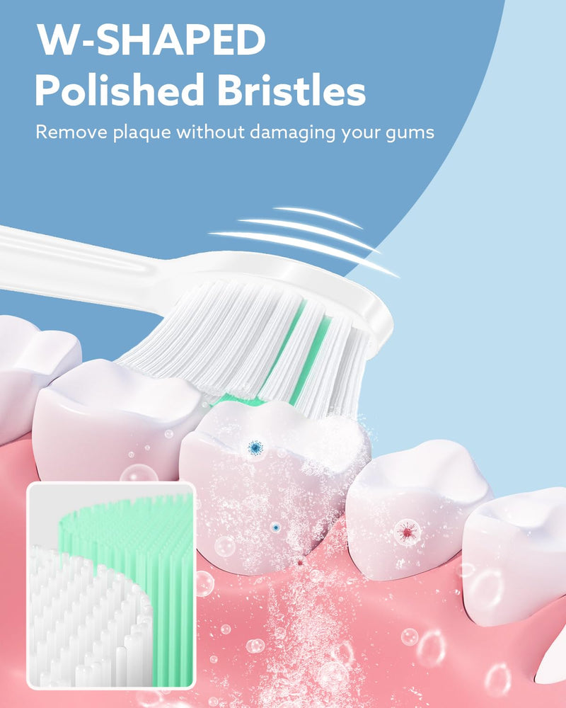 Operan Electric Toothbrush for Adults and Kids Rechargeable Sonic Toothbrush with 5 Modes 2-Min Smart Timer IPX7 Waterproof 40,000 VPM Motor with 8 Brush Heads & Travel Case (Champagne, 1Pack) Champagne