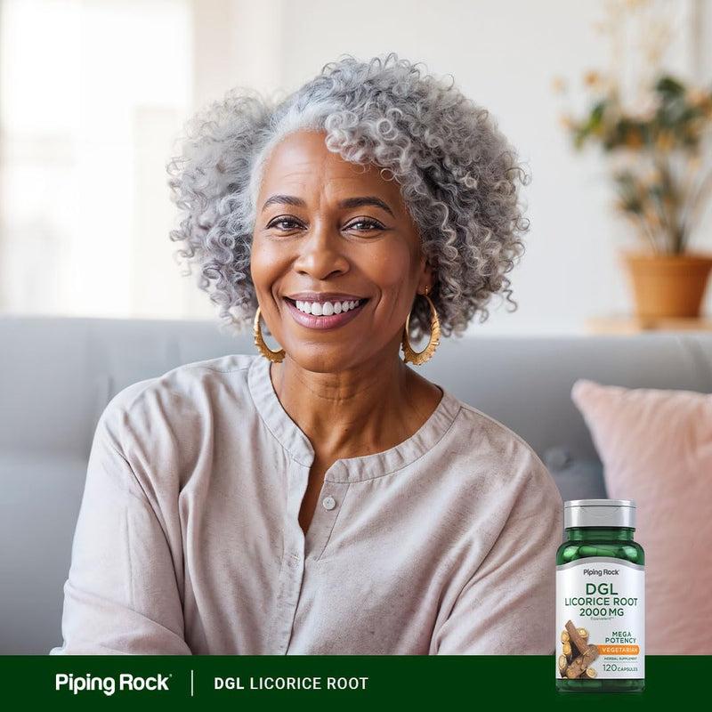 [Australia] - Piping Rock DGL Supplement | 2000mg | 120 Capsules | Licorice Root | Mega Potency | Herbal Extract | Vegetarian, Non GMO, Gluten Free 