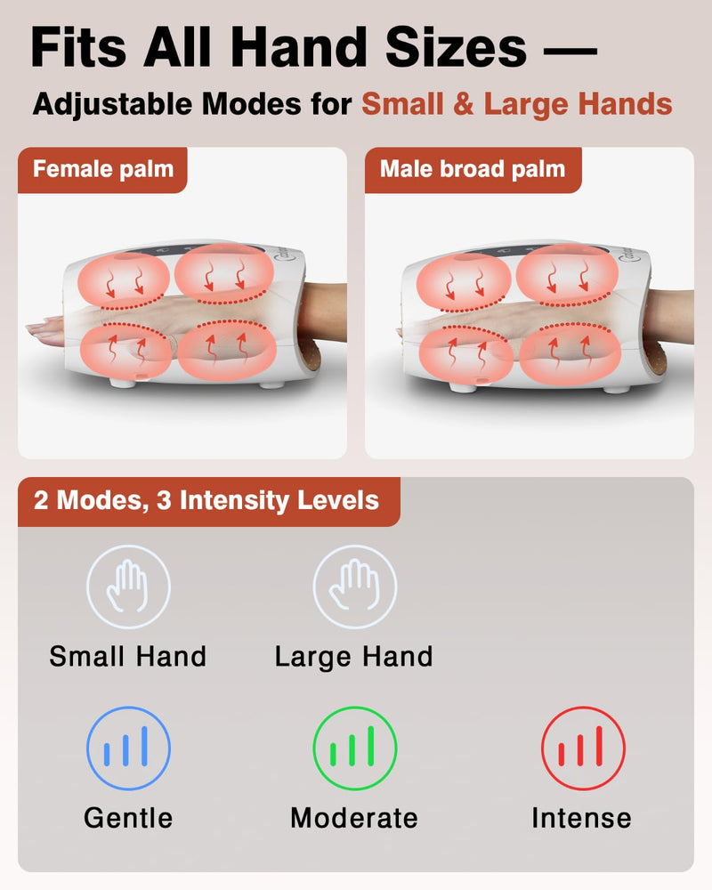 [Australia] - Hand Massager, Cordless Electric Hand Massager for Arthritis and Carpal Tunnel, 6 Levels Therapy Massager with Heat and Compression, Hand and Wrist Massager Machine for Pain Relief White 