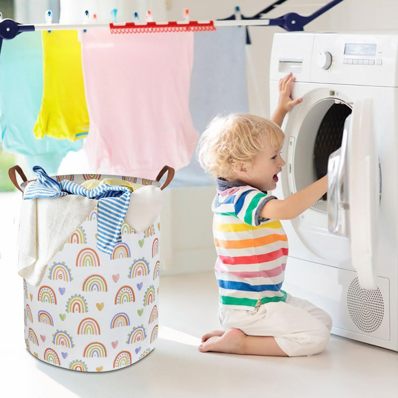 [Australia] - 19.7’’ Waterproof Foldable Laundry Basket,Baby Girls Nursery Hamper,Dirty Clothes Hamper for Boys and Girls,Kids Toys/Books Bins, Gift Baskets, Room Decor(Rainbow) 1 Rainbow 