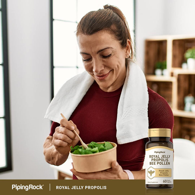 [Australia] - Piping Rock Royal Jelly Propolis Bee Pollen | 60 Caplets | Vegetarian, Non-GMO, Gluten Free Supplement 
