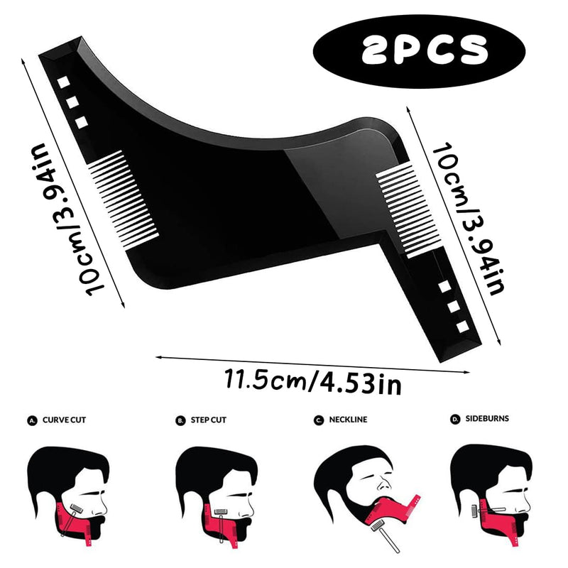 [Australia] - Beard stencil - 2 pieces beard shaper, beard shaving stencil, beard contours, beard stencil, men's beard styler, beard shaper, beard design accessories for perfect beard styling 