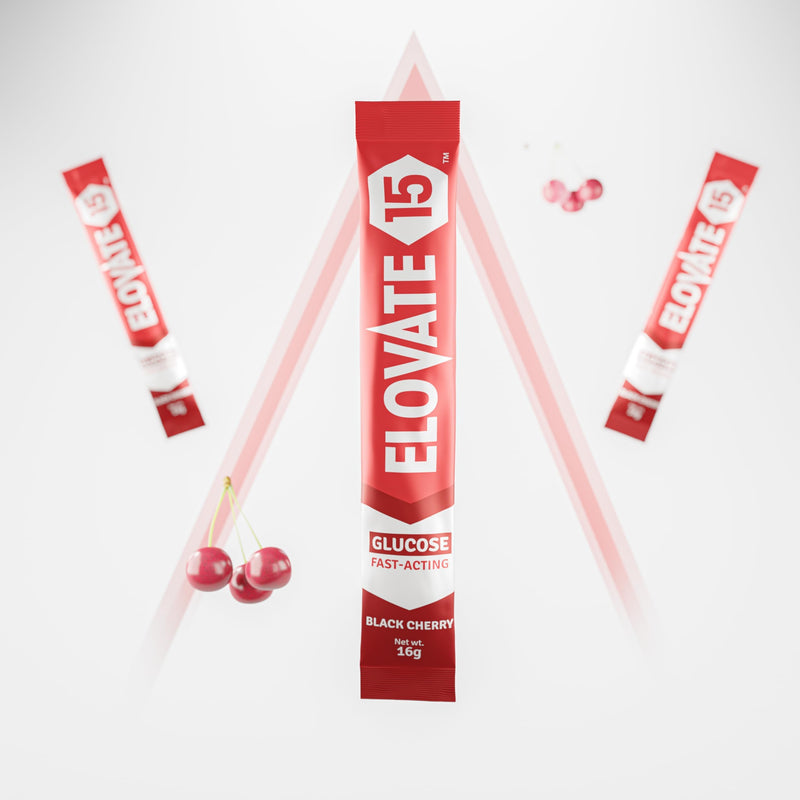 [Australia] - Elovate 15 Glucose Powder Slimpaks - Alternative to Traditional Tablets - FSA/HSA eligible - Fast Acting Dextrose with Black Cherry Taste - (Pack of 12) 0.6 Ounce (Pack of 12) 