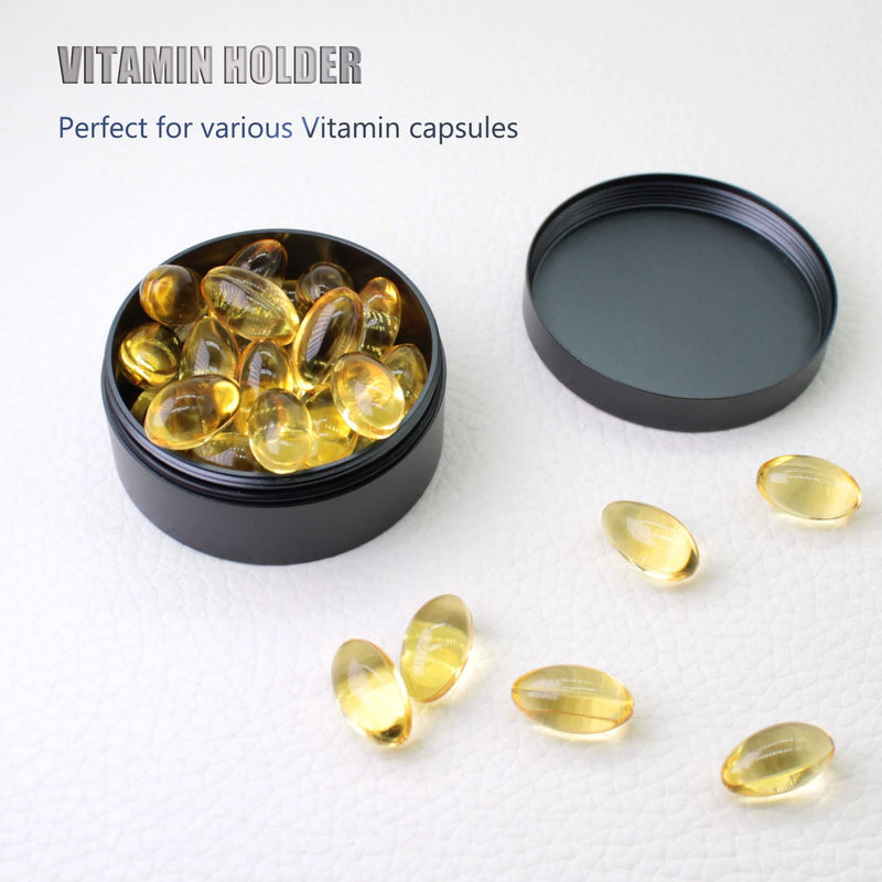 Portable Daily Pill Case, Heavy Duty Aluminium Alloy Round Pill Box, Waterproof Travel Pill Organizer, Pocket Purse Medicine Vitamin Holder EDC Container for Outdoor Camping Working Gray Medium