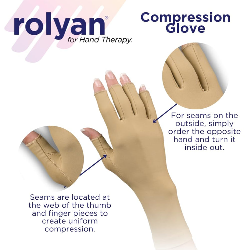 Rolyan Compression Glove, Fingerless Compression Glove for Arthritis for Men & Women, Arthritis Compression Gloves for Carpal Tunnel, Compression Glove for Swelling, Right Hand, Medium, Open Finger Medium - Open Finger
