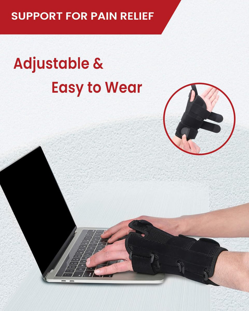 Hurmoya Wrist Brace Thumb Spica Splint Support for Carpal Tunnel, De Quervain's Tenosynovitis, Tendonitis Pain Arthritis Trigger for Man and Women (Large - Right Hand) Large
