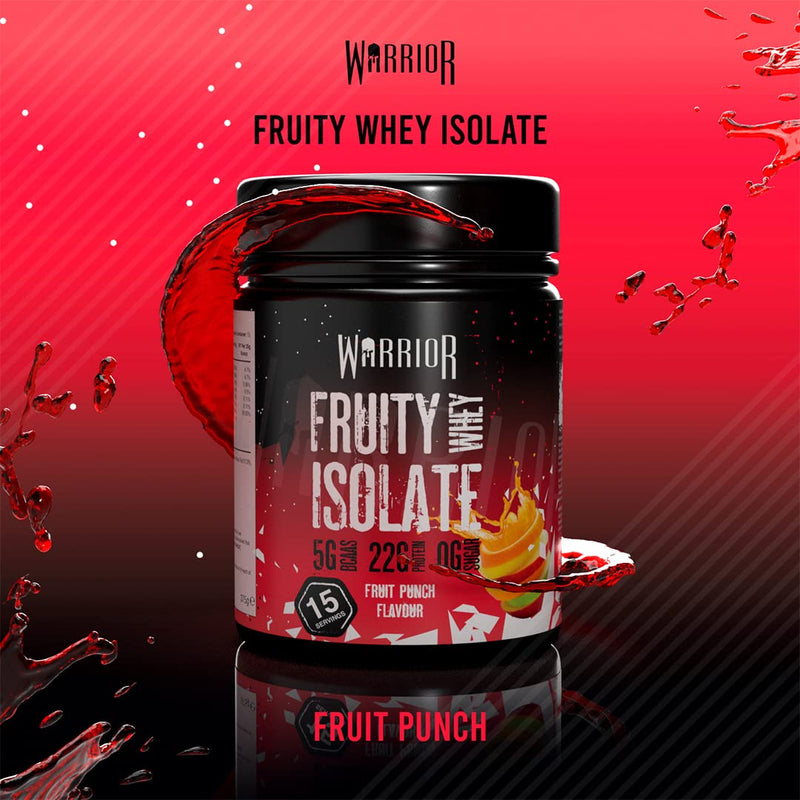 Warrior Fruity Whey Isolate – Clear Whey Protein Powder, 21g per Serving – Lean Muscle Growth Supplement – Light & Refreshing Post Workout Protein Shake, Low Sugar – 15 Servings (Fruit Punch, 375g) Fruit Punch 375 g (Pack of 1)