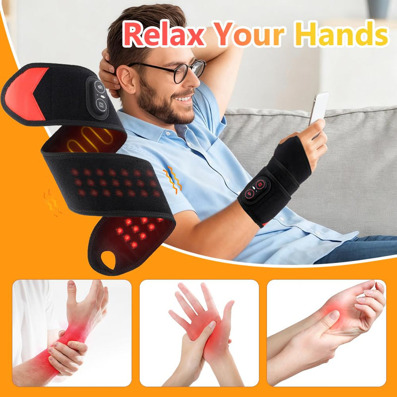 Joyzan Cordless Wrist Heating Pad, Heated Relief Wrap Warmers Rechargeable | Men Women Left Right Hand Hot Massage Brace 3 Adjustable Heat Levels 3 Vibrations Mode Settings Gifts Dad Mom Arm Leg