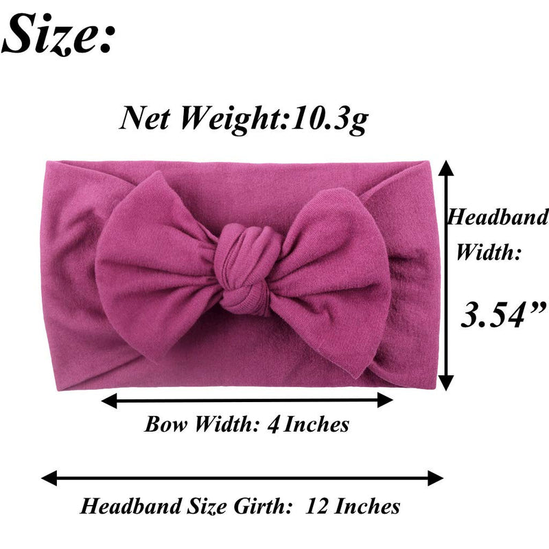 JOYOYO 16 Colors Soft Wide Turban Baby Headbands with 4.5 inches Hair Bow Headwraps for Baby Girls Infants Newborn Hair Accessories Toddlers Kids and Children Dark color